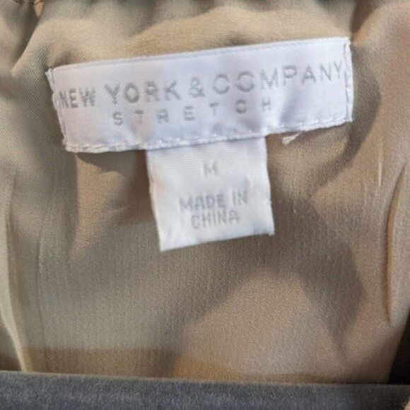 New York and Company khaki tan midi dress flutter sleeve belted back zip M - Picture 5 of 5